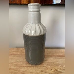 Ceramic Two-Tone White and Gray Decorative Vase